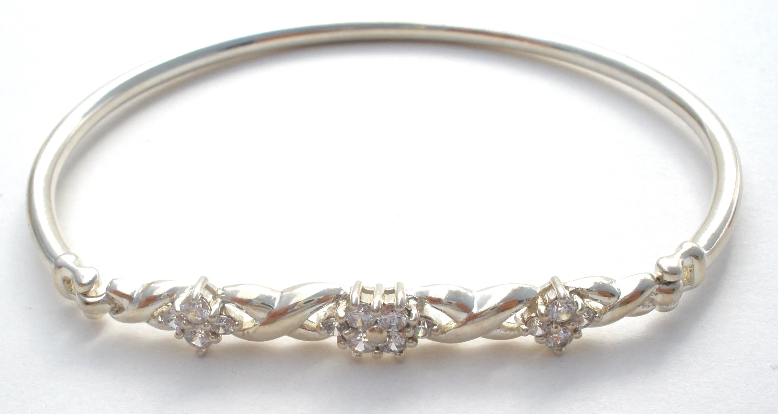 Cubic Zirconia Sterling Silver Bangle Bracelet