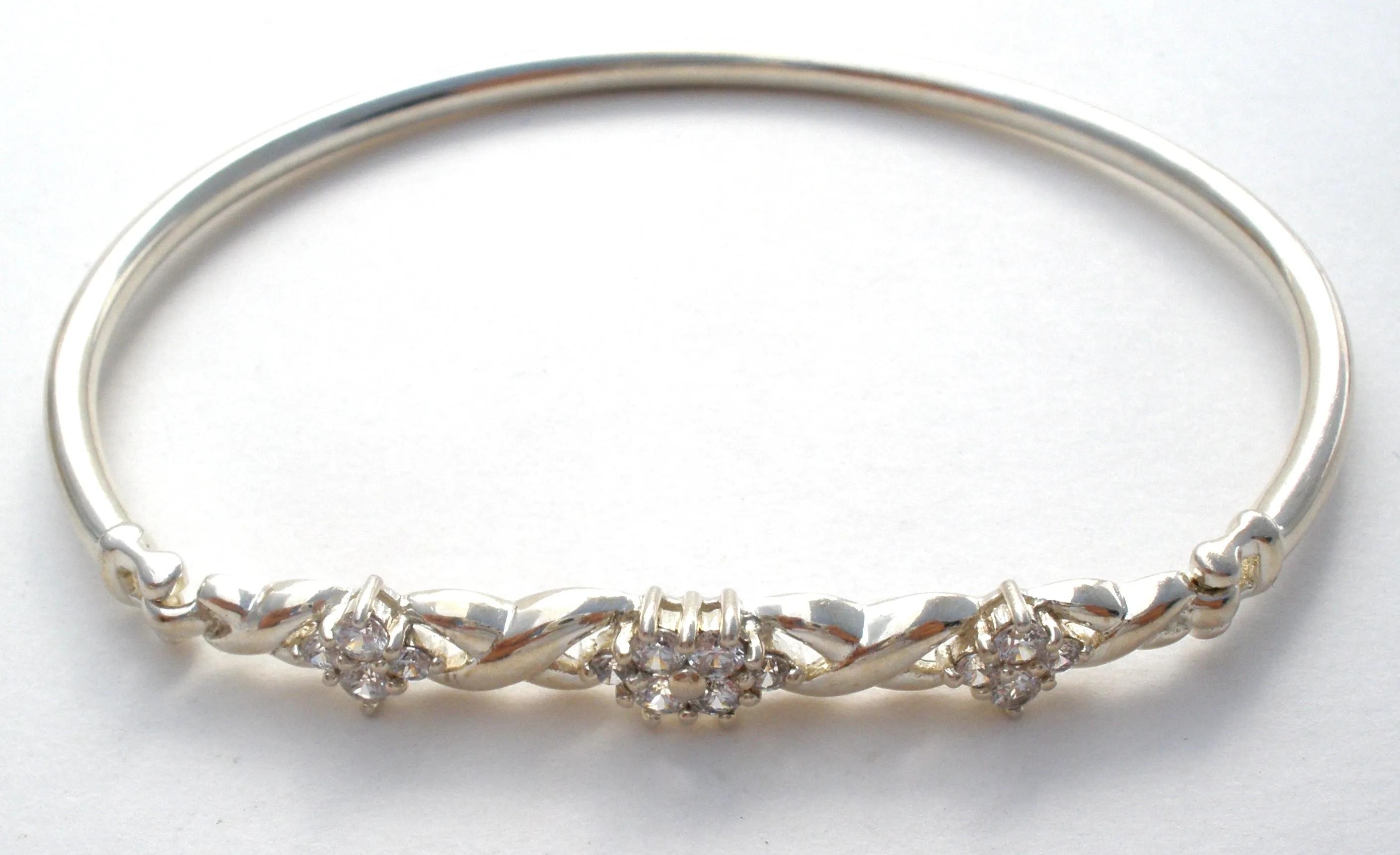 Cubic Zirconia Sterling Silver Bangle Bracelet