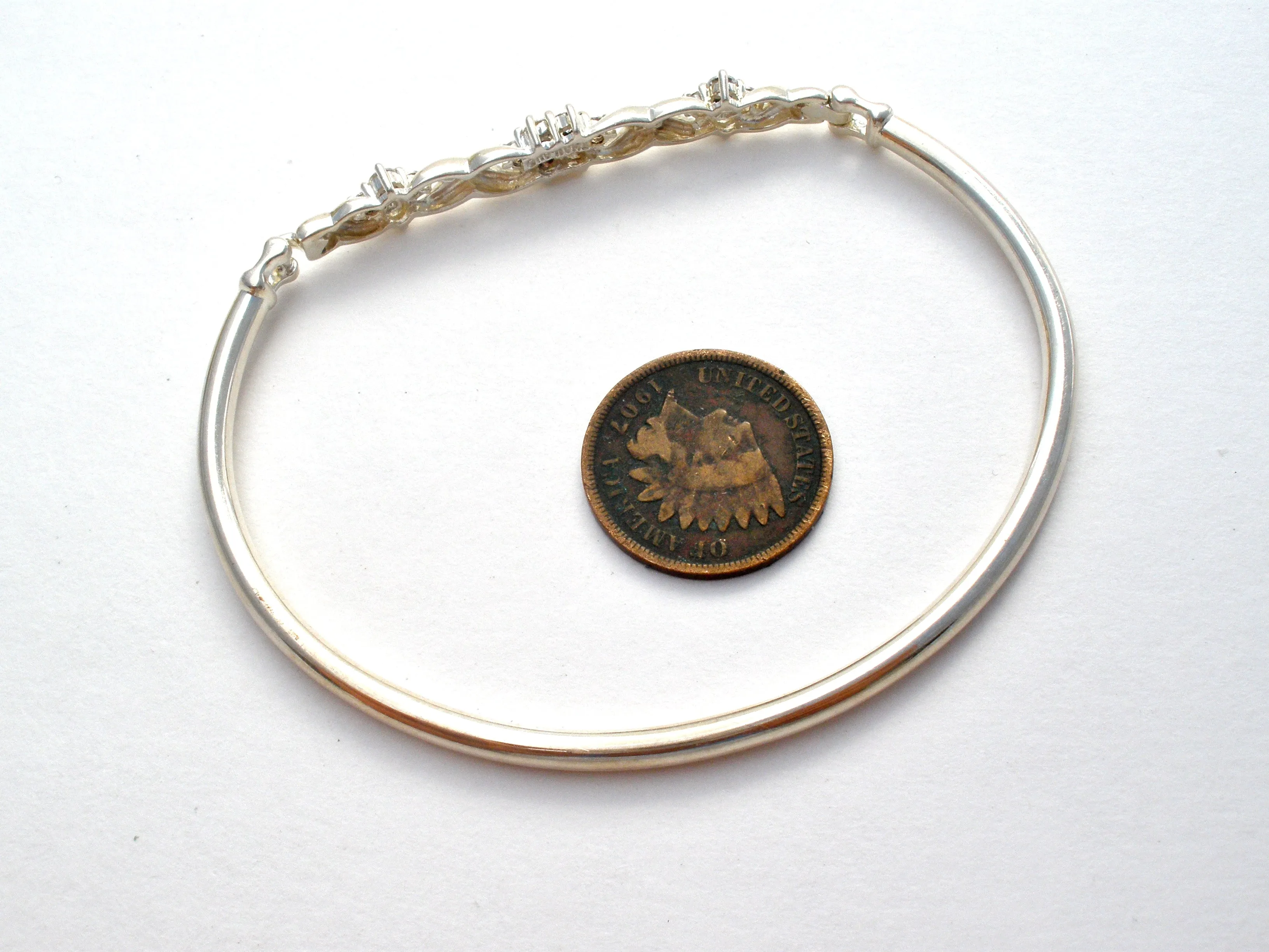 Cubic Zirconia Sterling Silver Bangle Bracelet