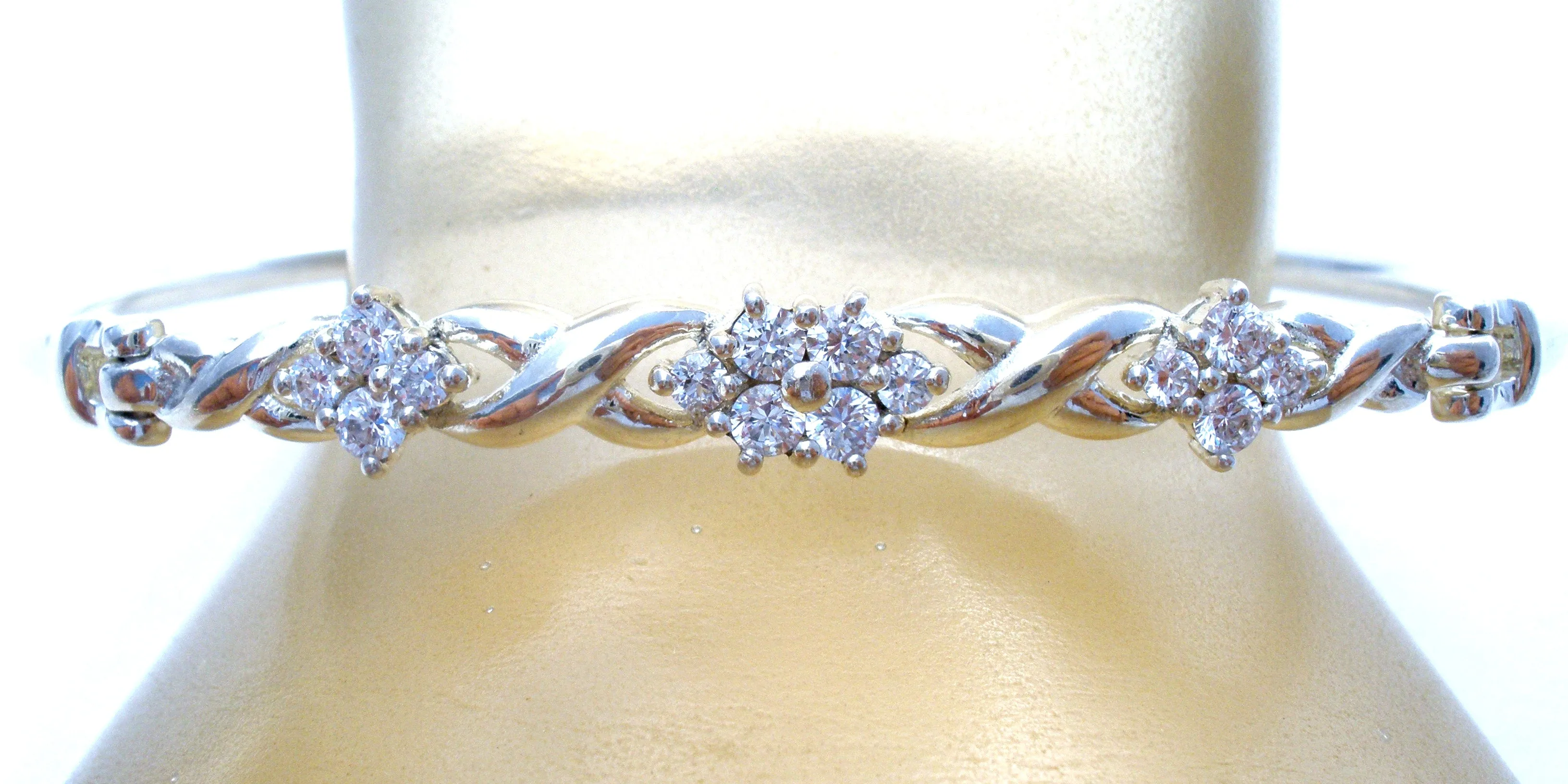 Cubic Zirconia Sterling Silver Bangle Bracelet