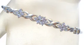 Cubic Zirconia Sterling Silver Bangle Bracelet