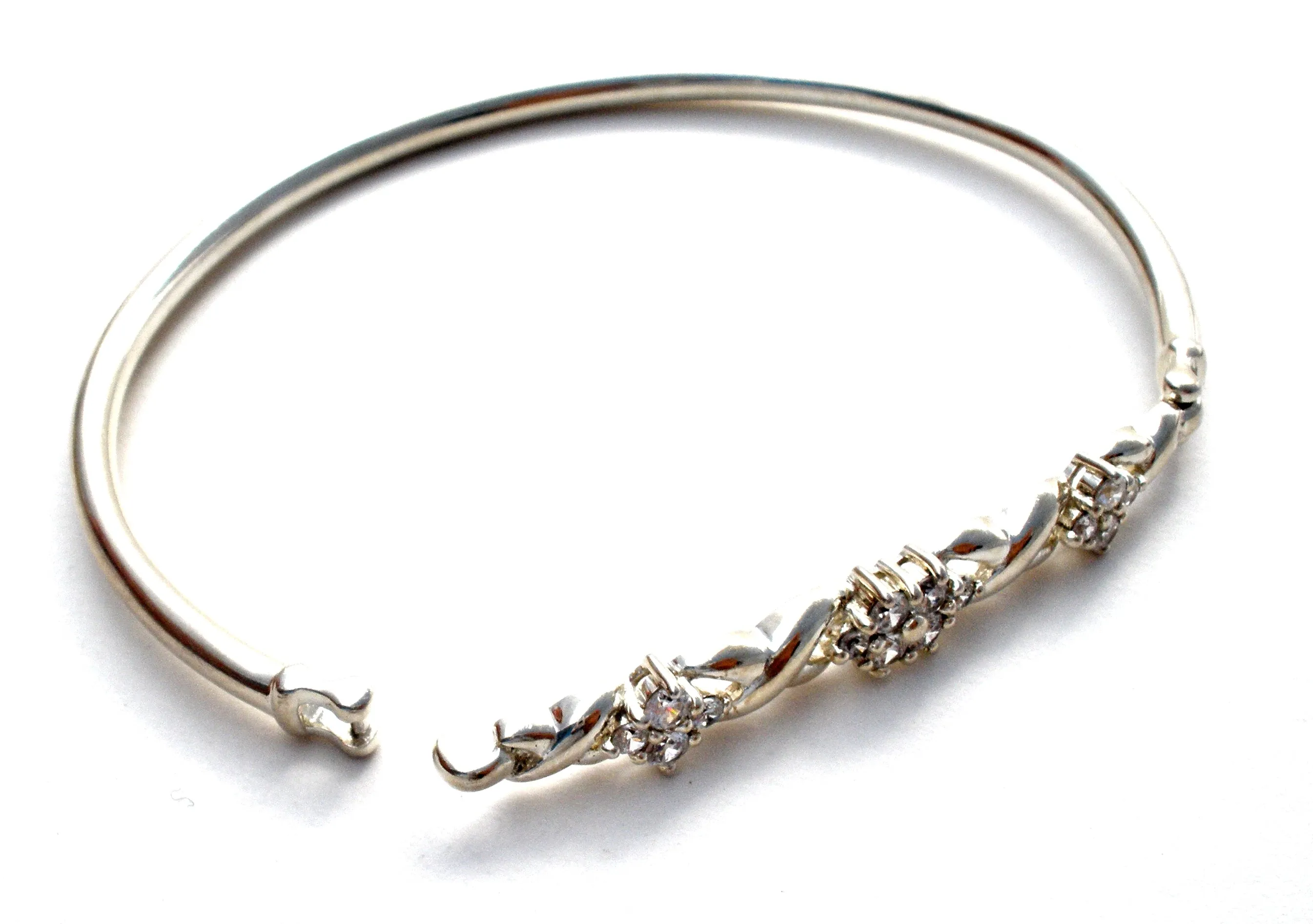 Cubic Zirconia Sterling Silver Bangle Bracelet