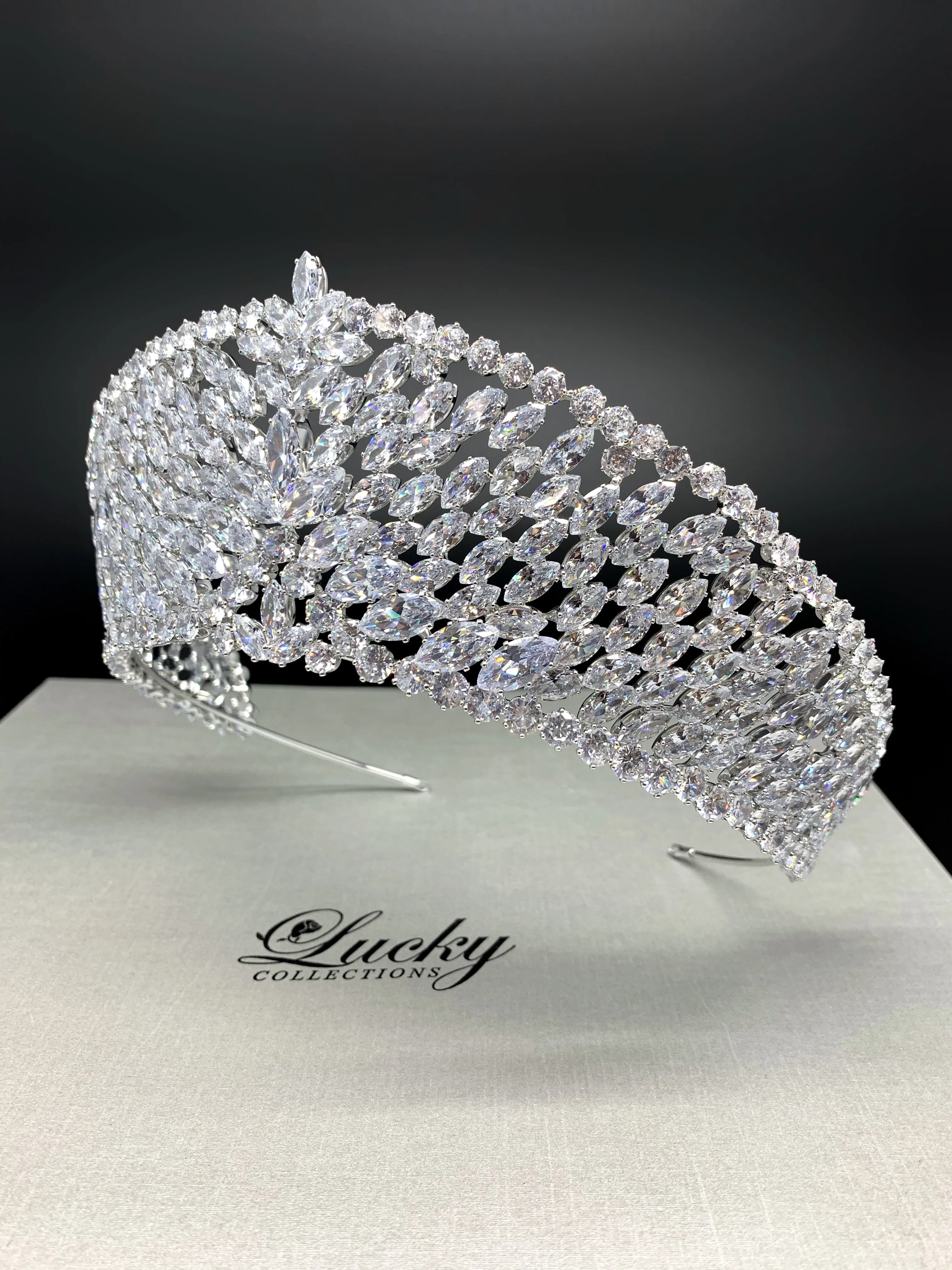 Cubic Zirconia Tiara, Hundred Plus Marquise Cut Perfections
