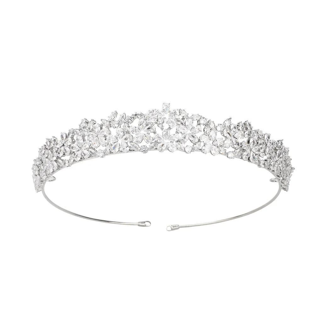 Cubic Zirconia Wedding Tiara for Bridal, Crystal Headband Girl Hair Accessories