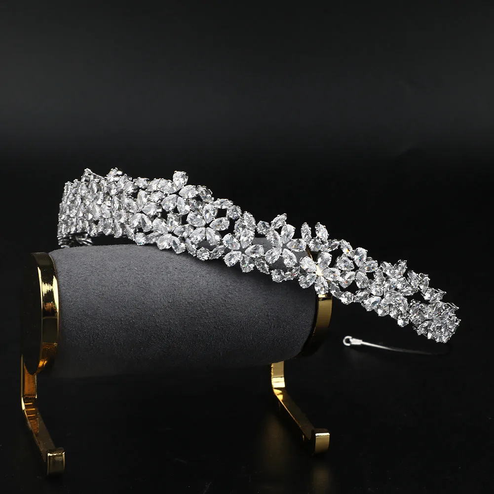 Cubic Zirconia Wedding Tiara for Bridal, Crystal Headband Girl Hair Accessories