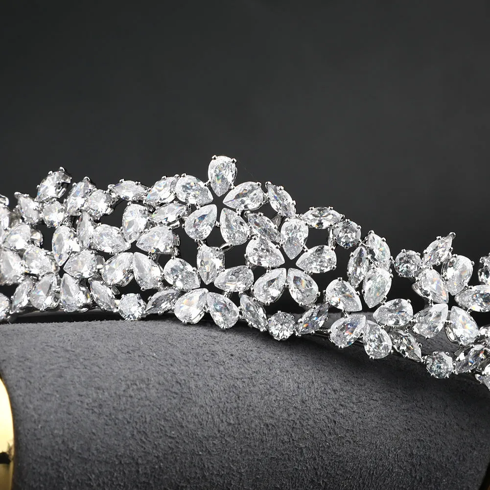 Cubic Zirconia Wedding Tiara for Bridal, Crystal Headband Girl Hair Accessories