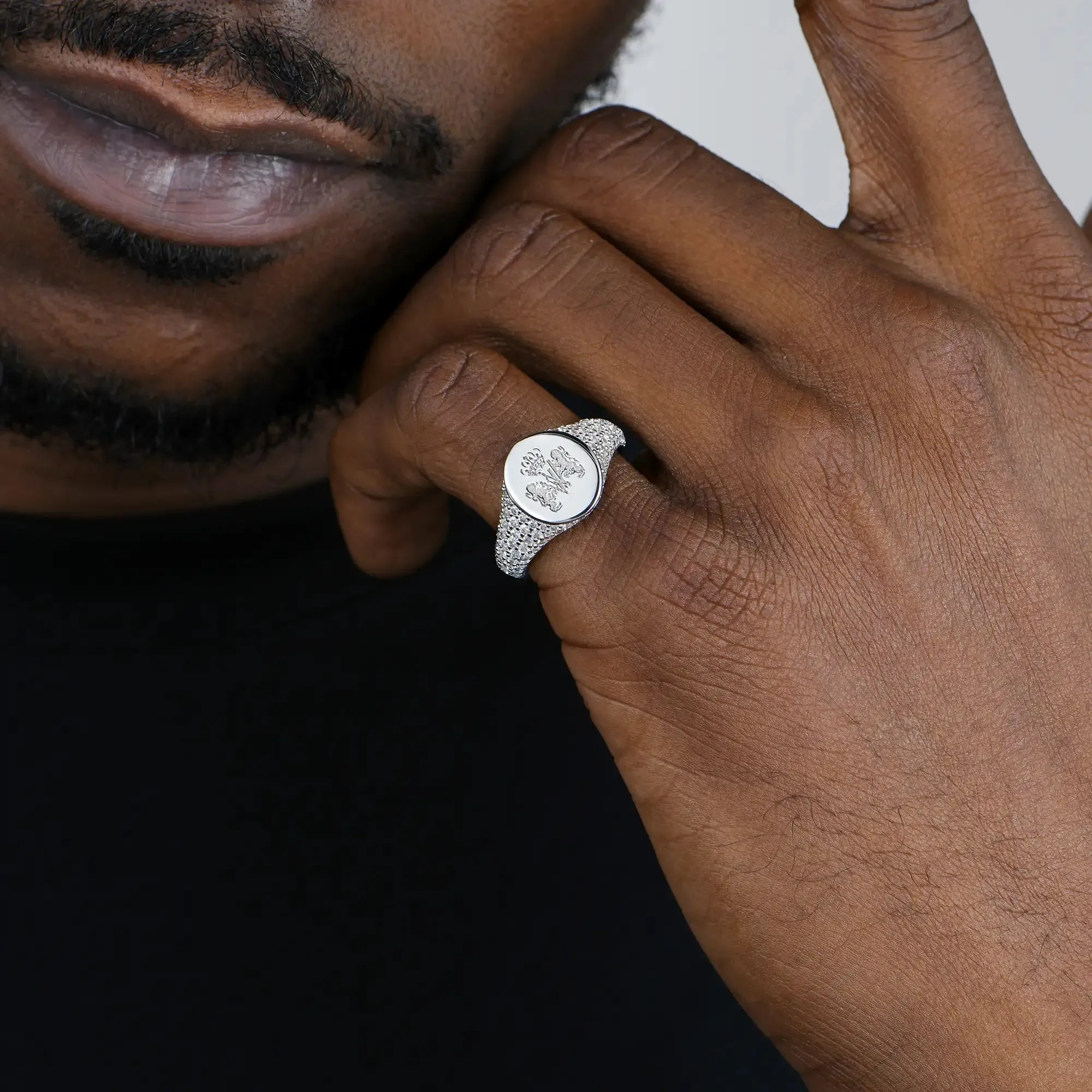 Custom Iced Signet Ring - Pattern