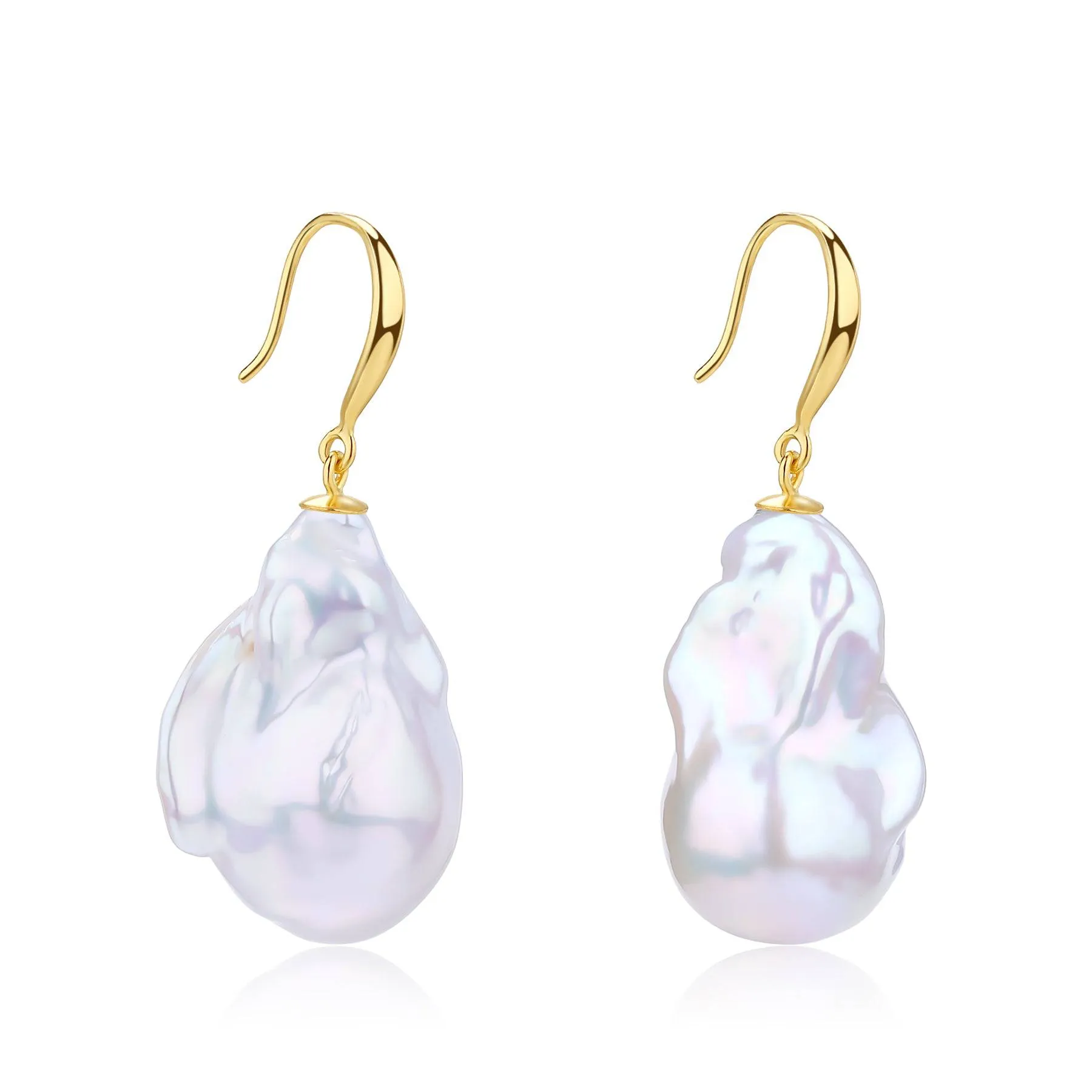 Daisy White Freshwater Baroque Pearl Earrings Sterling Silver
