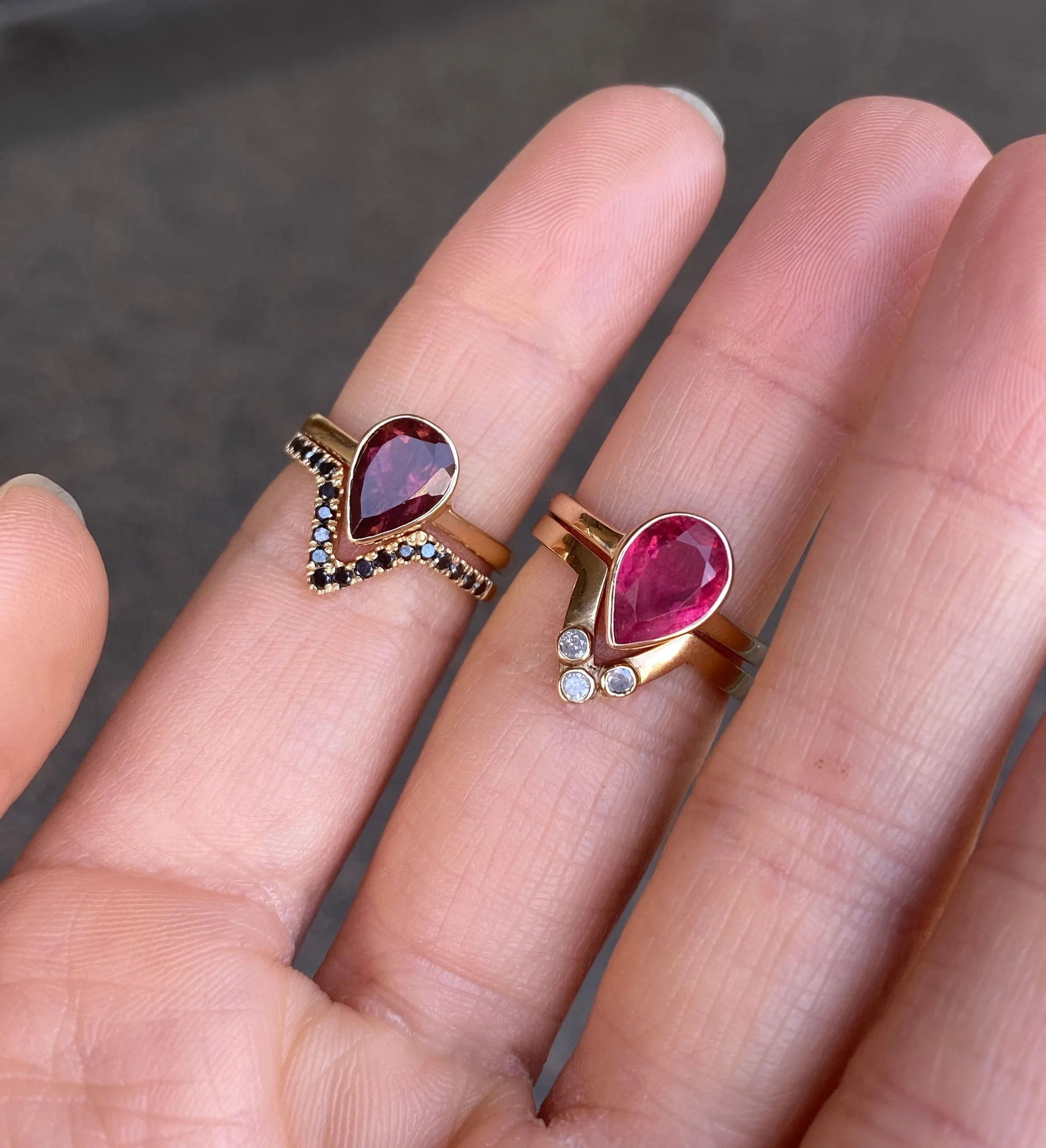 Dark Raspberry Tourmaline 9k Yellow Gold