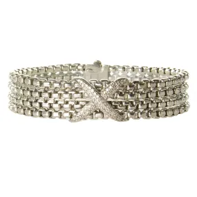David Yurman 4 Row Diamond X Bracelet