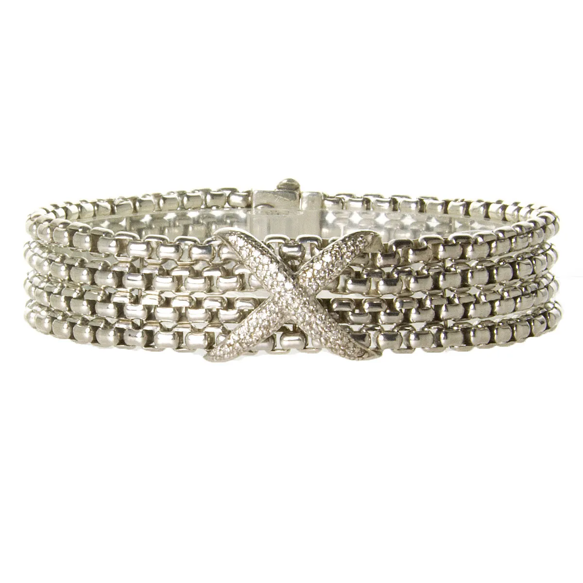 David Yurman 4 Row Diamond X Bracelet