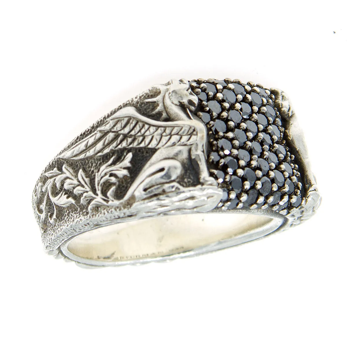 David Yurman Black Diamond Griffin Signet Ring