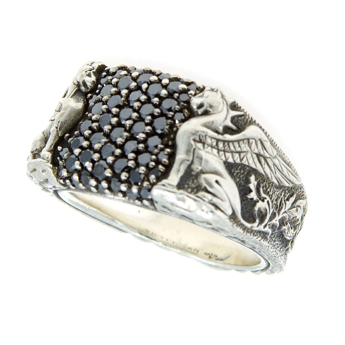 David Yurman Black Diamond Griffin Signet Ring