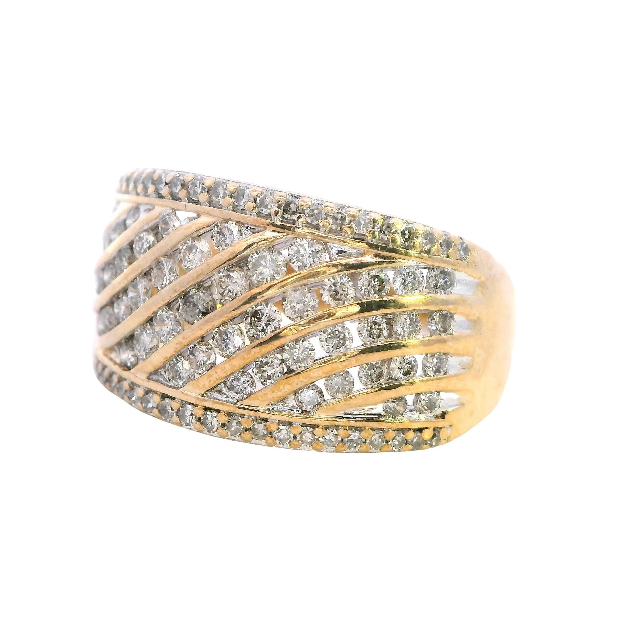 Dazzling 10ct Yellow Gold Channel-Set Diamond Ring