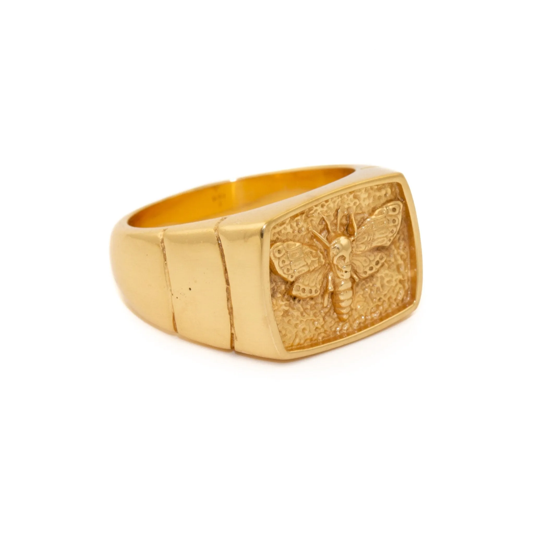 Death Moth Gold Signet Ring