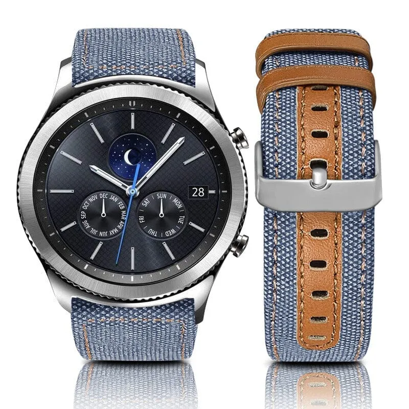 Denim & Leather Watch Straps Compatible with the Kogan Active  II Smart Watch