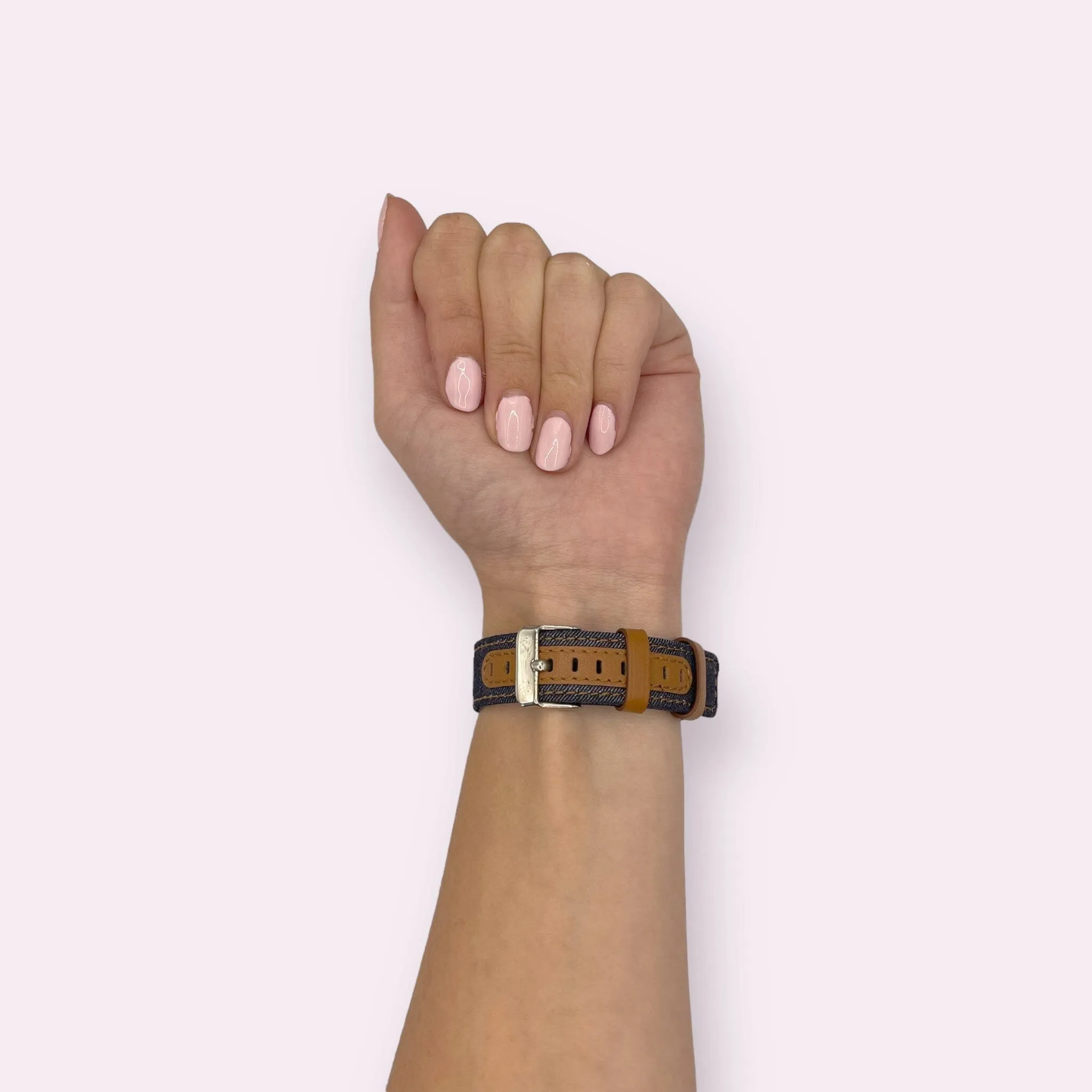 Denim & Leather Watch Straps Compatible with the Kogan Active  II Smart Watch