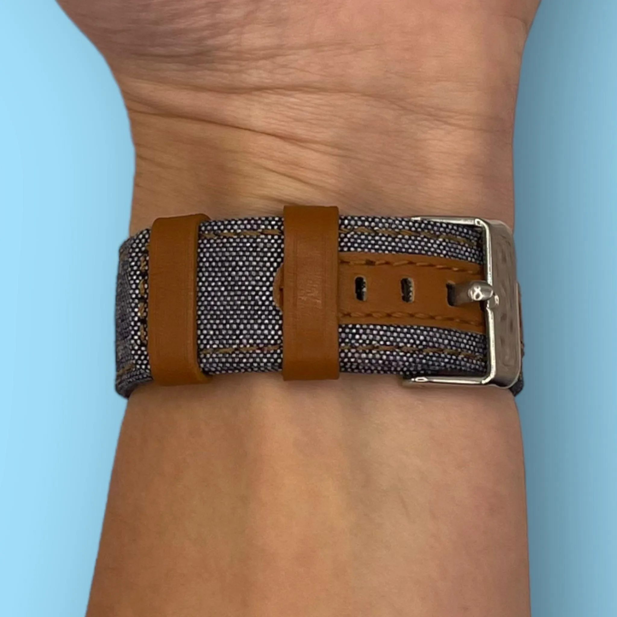 Denim & Leather Watch Straps Compatible with the Kogan Active  II Smart Watch