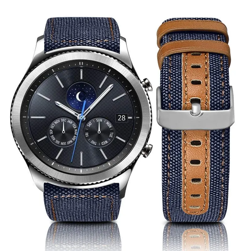 Denim & Leather Watch Straps Compatible with the Kogan Active  II Smart Watch