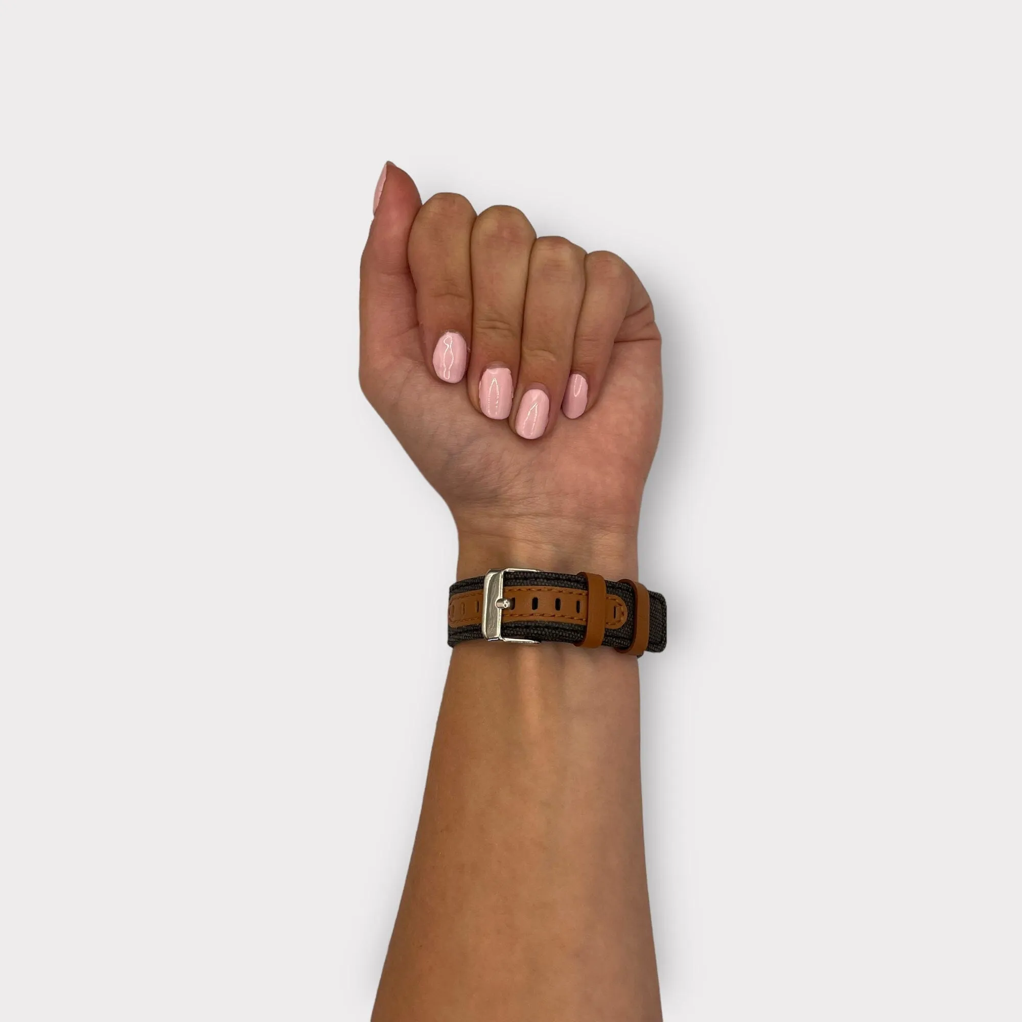 Denim & Leather Watch Straps Compatible with the Kogan Active  II Smart Watch