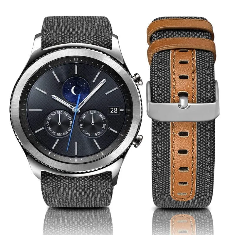 Denim & Leather Watch Straps Compatible with the Kogan Active  II Smart Watch