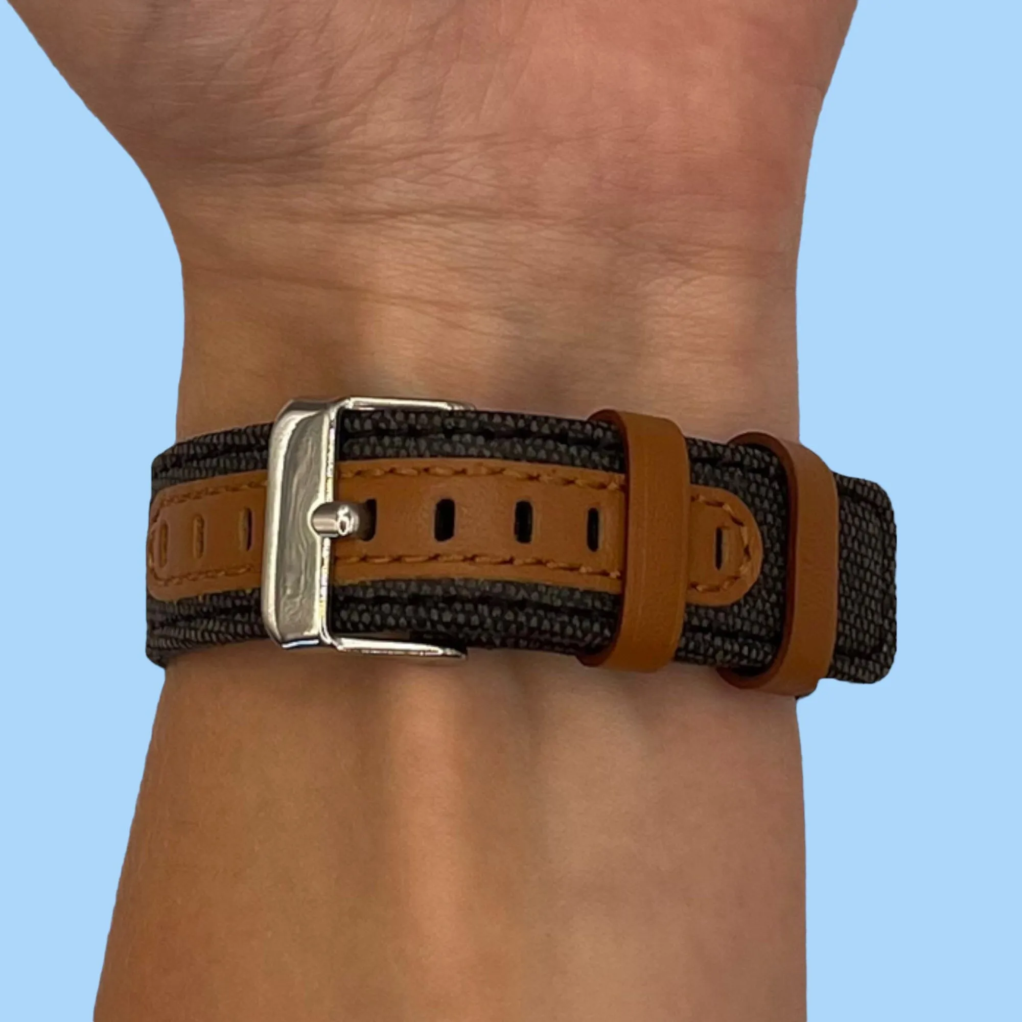 Denim & Leather Watch Straps Compatible with the Kogan Active  II Smart Watch