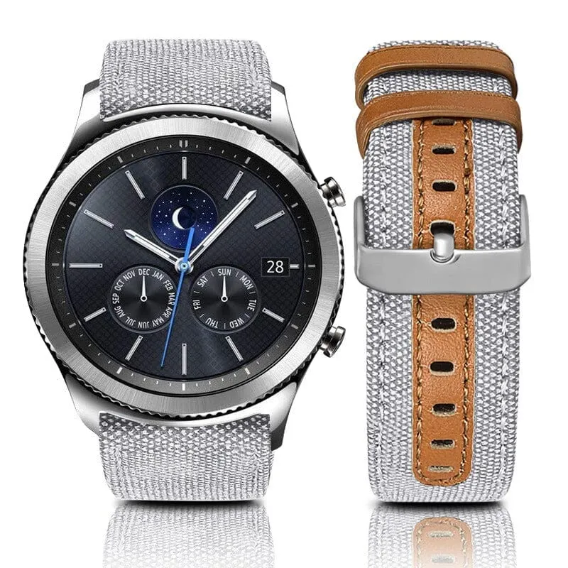 Denim & Leather Watch Straps Compatible with the Kogan Active  II Smart Watch