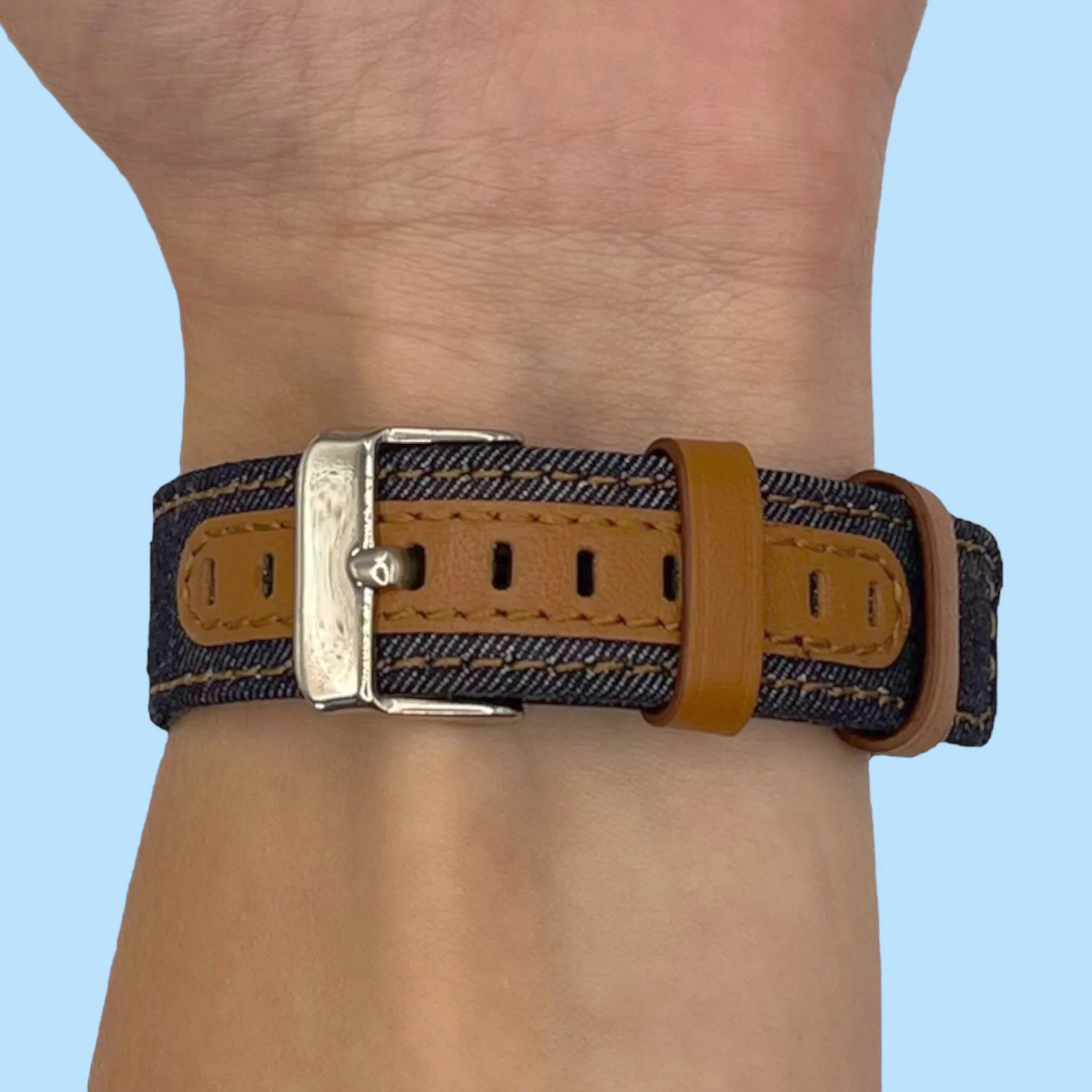 Denim & Leather Watch Straps Compatible with the Kogan Active  II Smart Watch