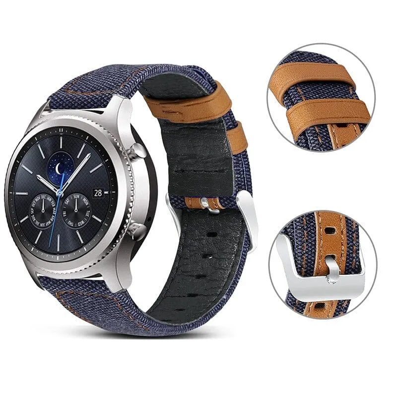 Denim & Leather Watch Straps Compatible with the Kogan Active  II Smart Watch