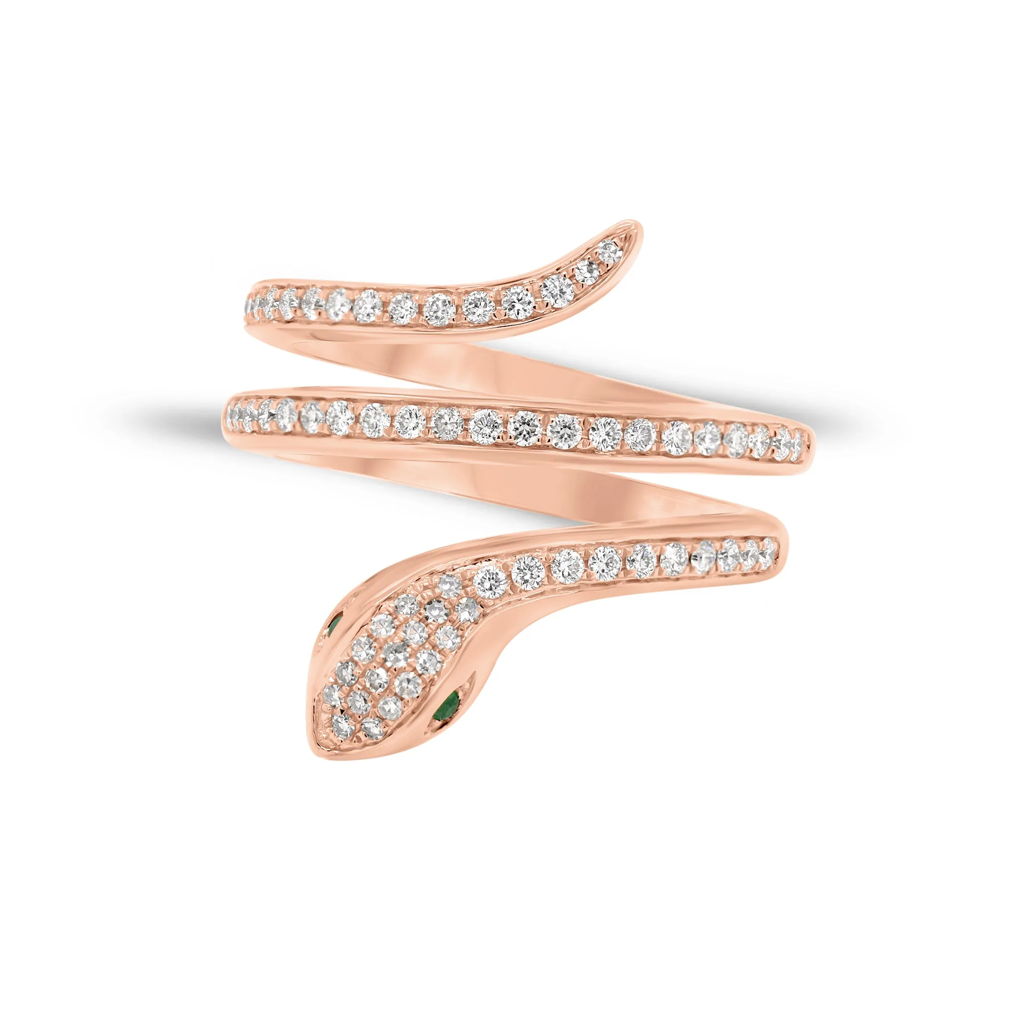 Diamond & Emerald Snake Wrap Ring
