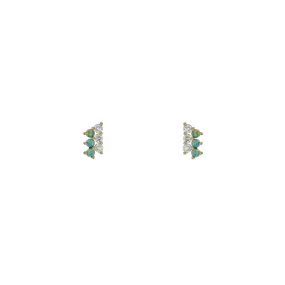 Diamond & Opal Small Ladder Stud Earrings