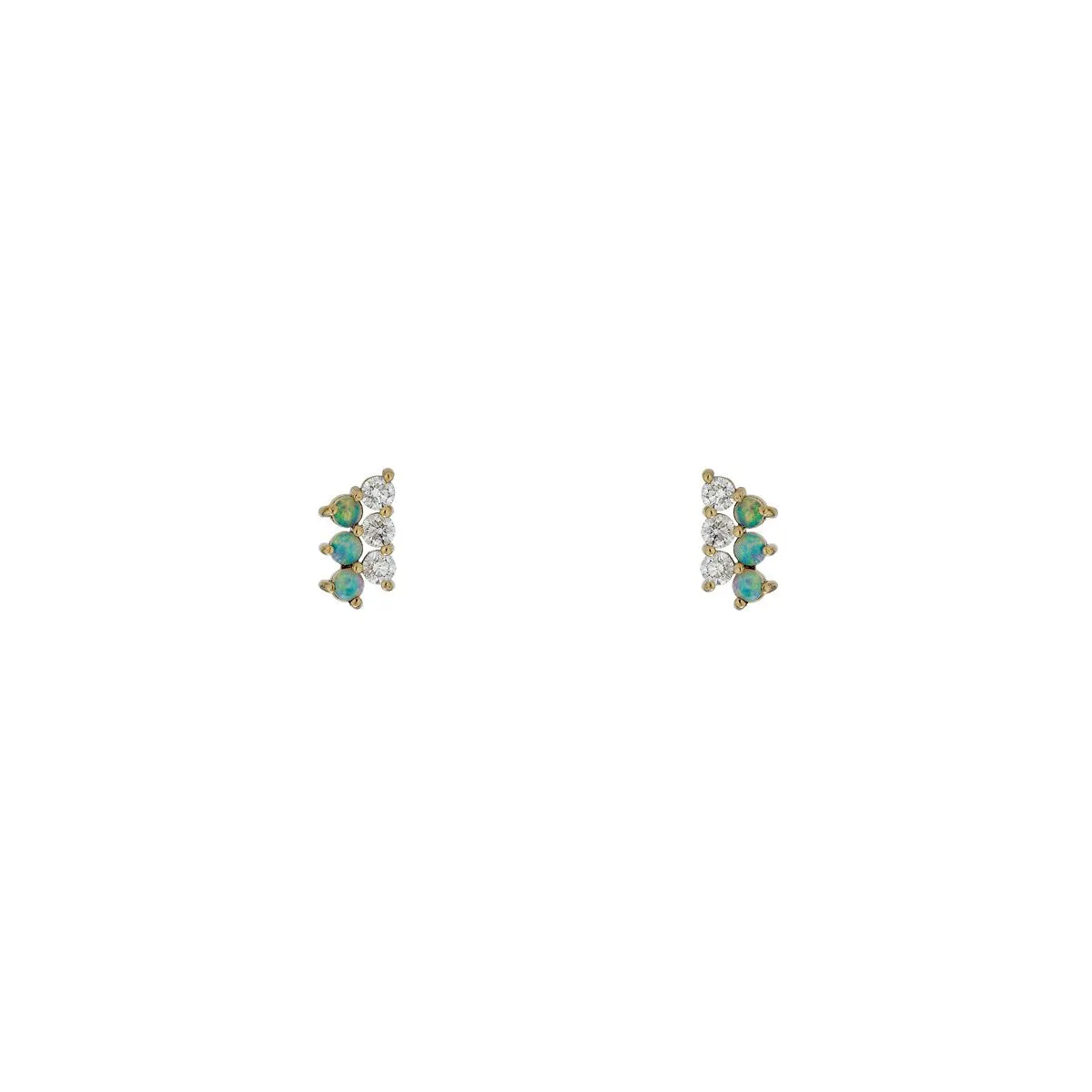 Diamond & Opal Small Ladder Stud Earrings