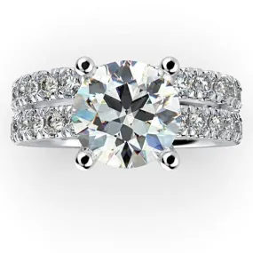 Diamond Bridal Set 0.96 ctw 18K White Gold Eternity Band and Engagement Ring