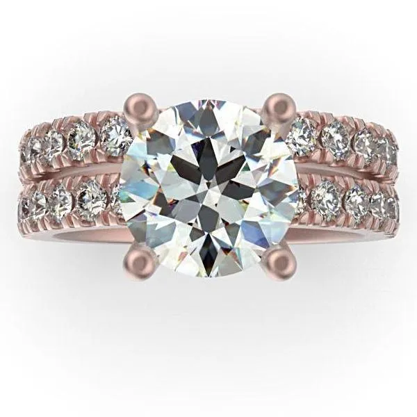 Diamond Bridal Set 0.96 ctw 18K White Gold Eternity Band and Engagement Ring