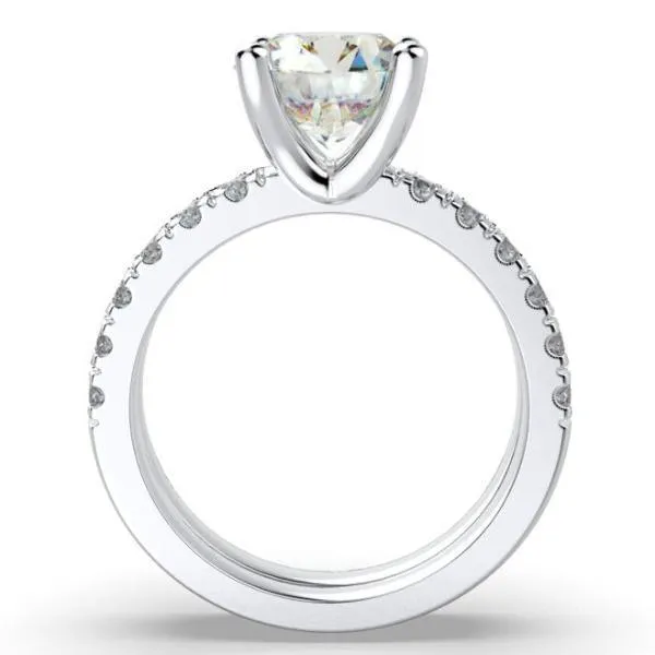 Diamond Bridal Set 0.96 ctw 18K White Gold Eternity Band and Engagement Ring