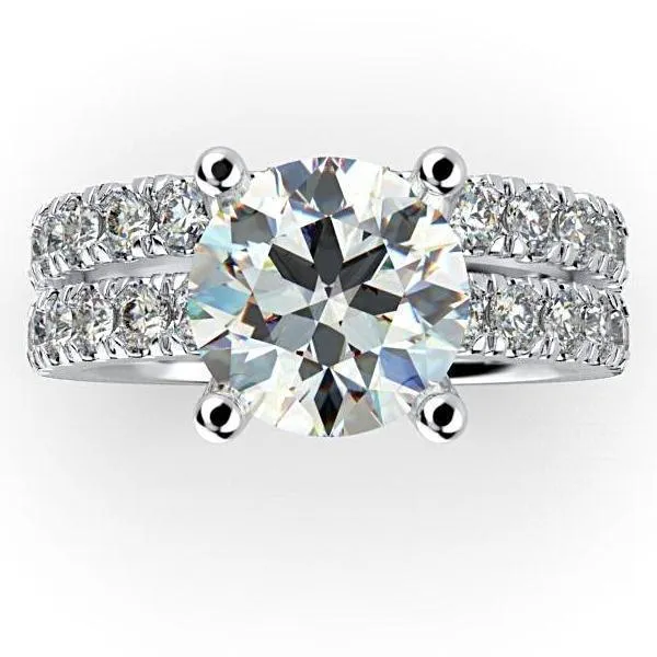 Diamond Bridal Set 0.96 ctw 18K White Gold Eternity Band and Engagement Ring
