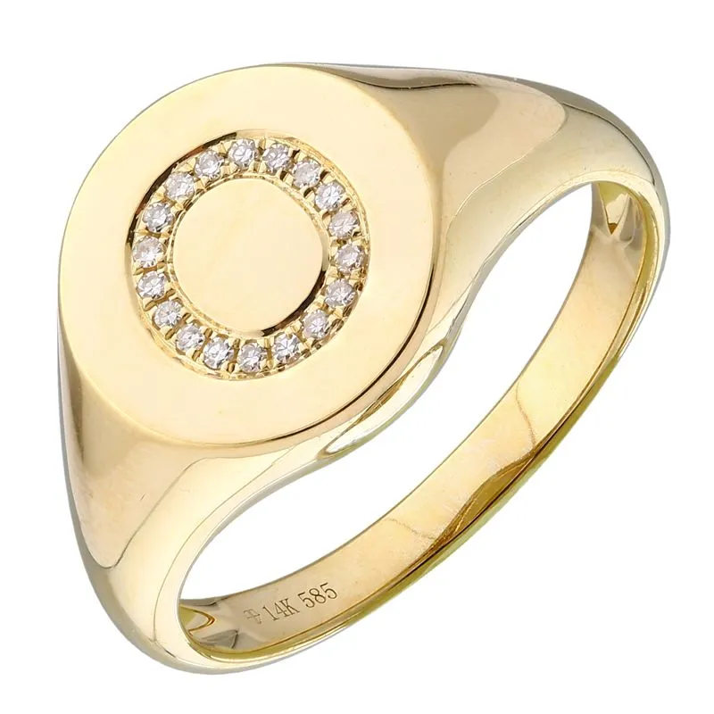 Diamond Initial Signet Ring