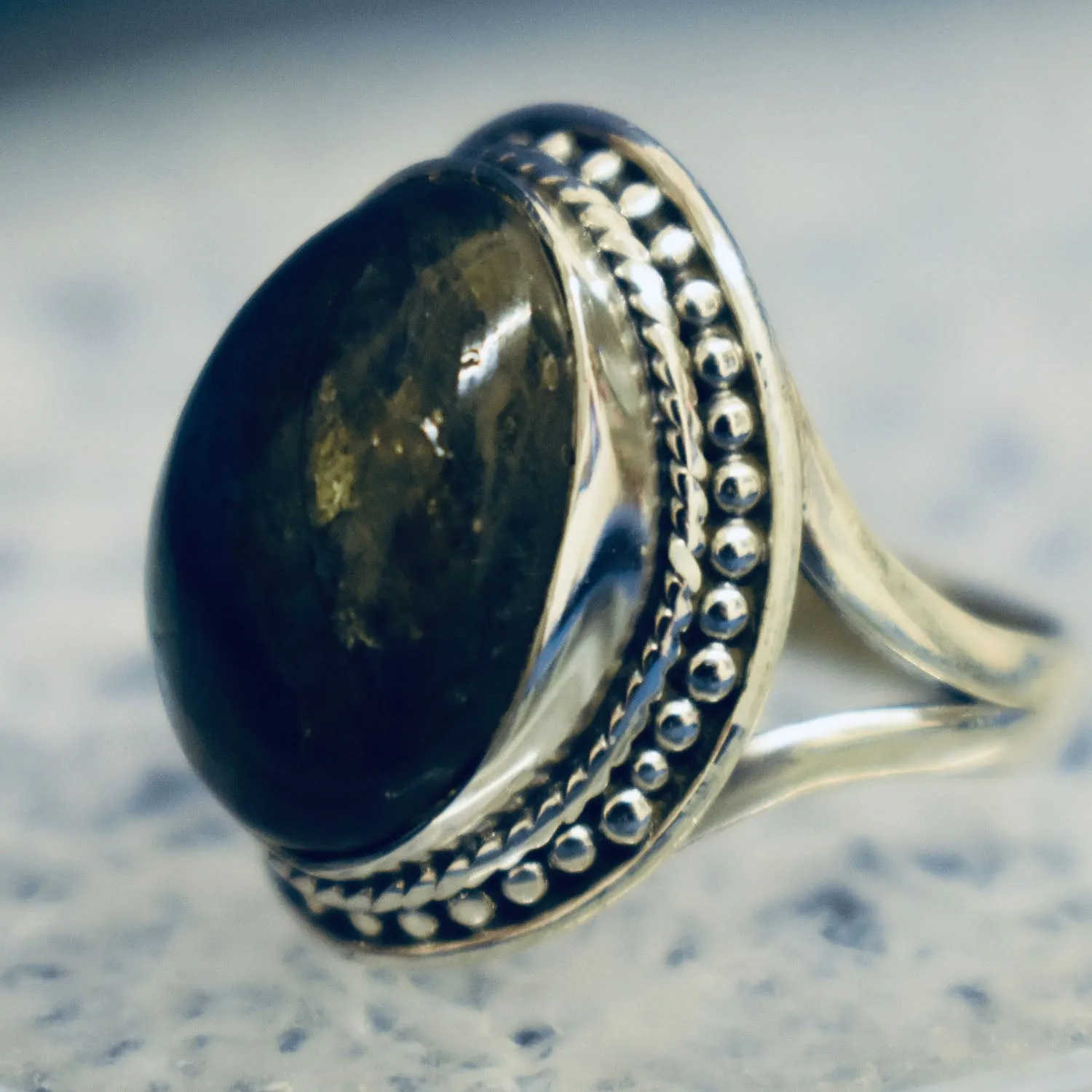 Dotted Labradorite Ring (925) Sterling Silver