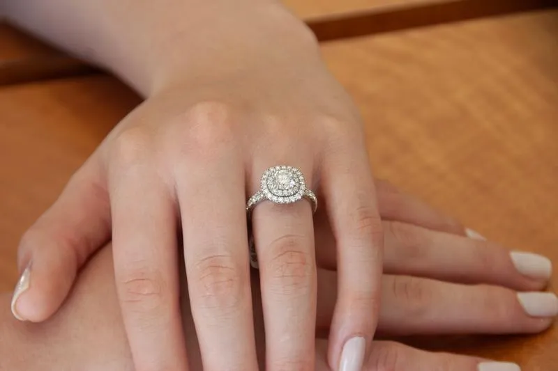 Double Halo Diamond Engagement Ring