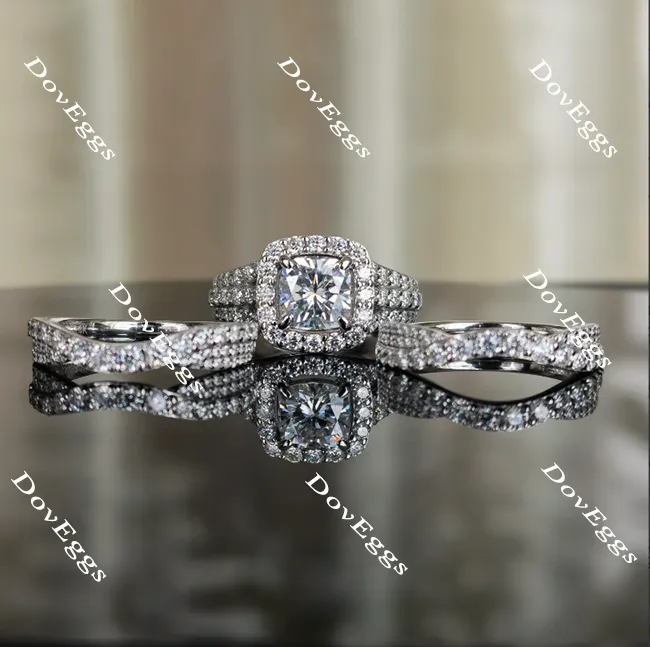 doveggs cushion halo moissanite engagement ring(engagement ring only)