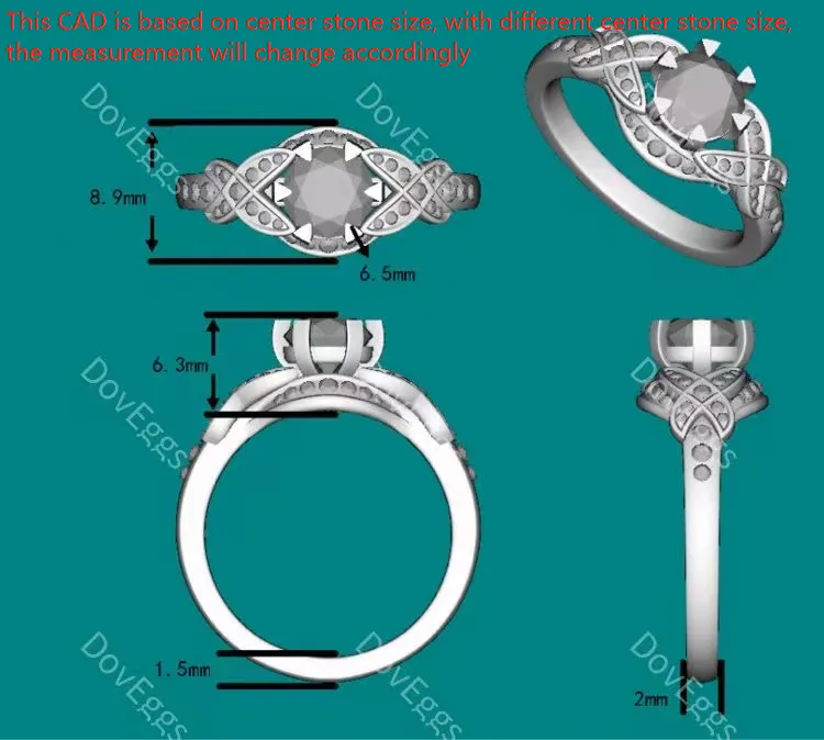 doveggs round art deco moissanite engagement ring