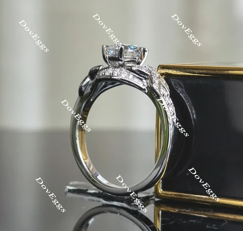 doveggs round art deco moissanite engagement ring