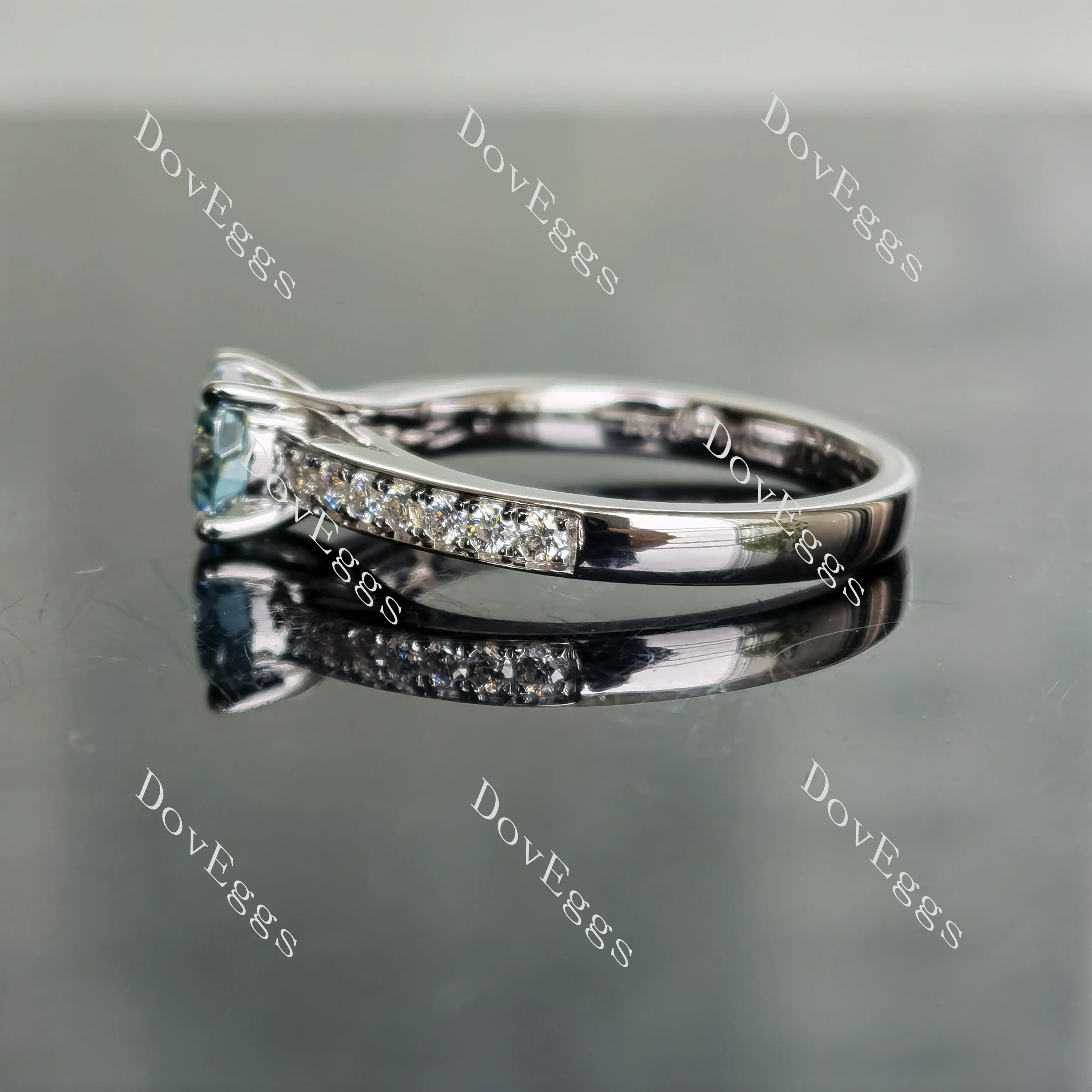 doveggs round pave colored moissanite ring