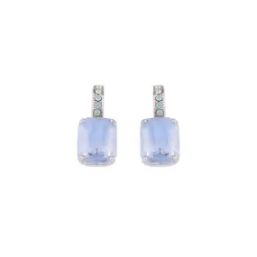 Embellished Emerald Leverback Earrings in "Giver Blue Opal" - Rhodium