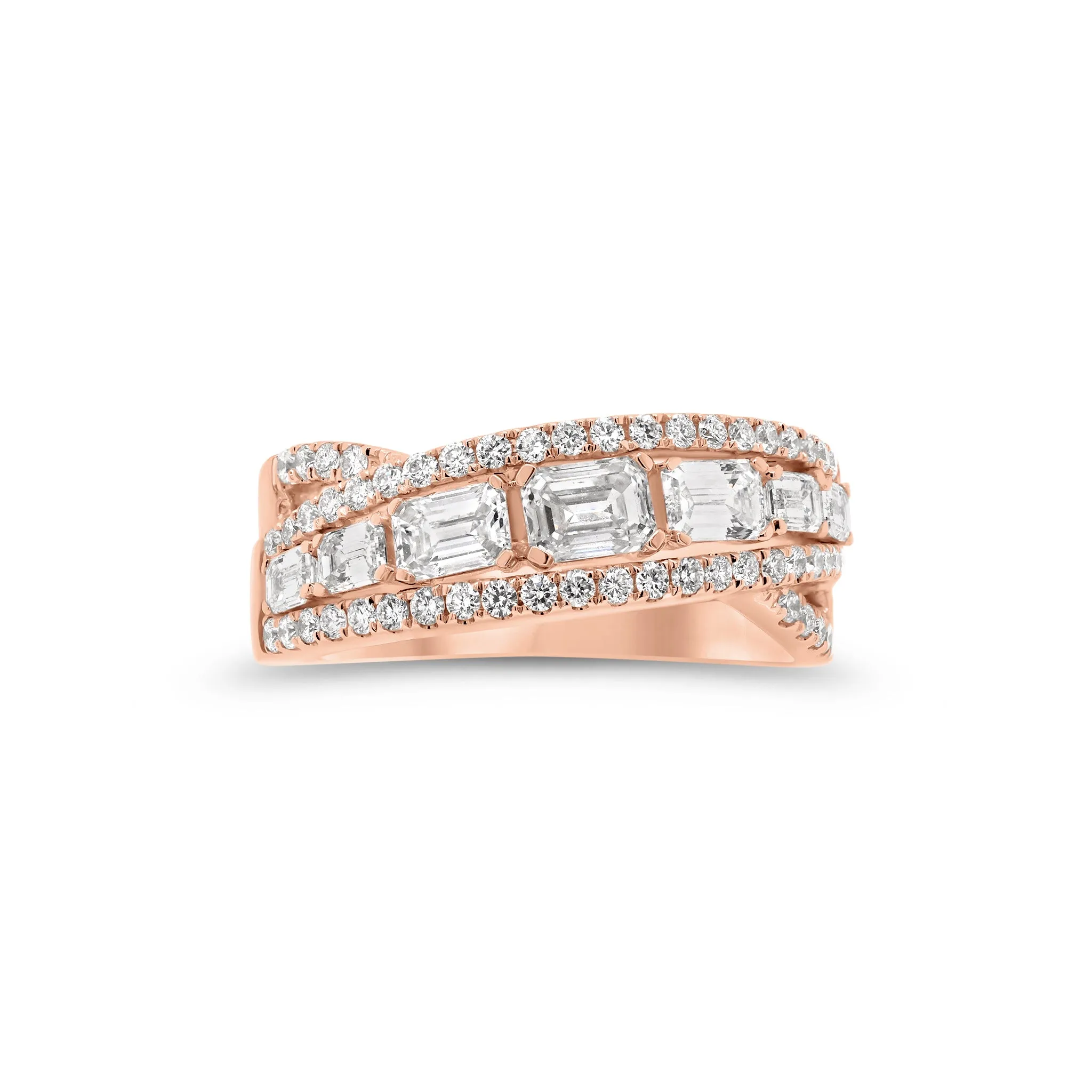 Emerald-Cut Diamond Crossover Ring