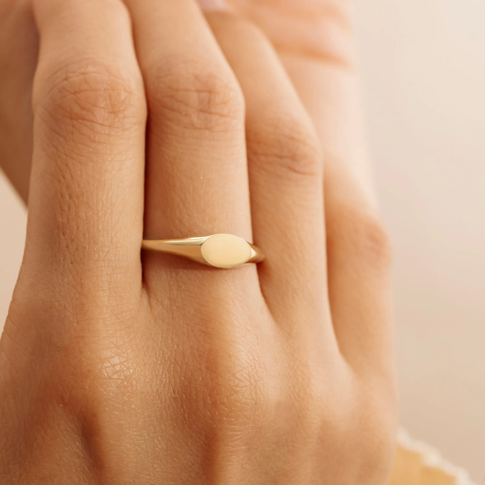 Engravable Oval Signet Ring, Trina
