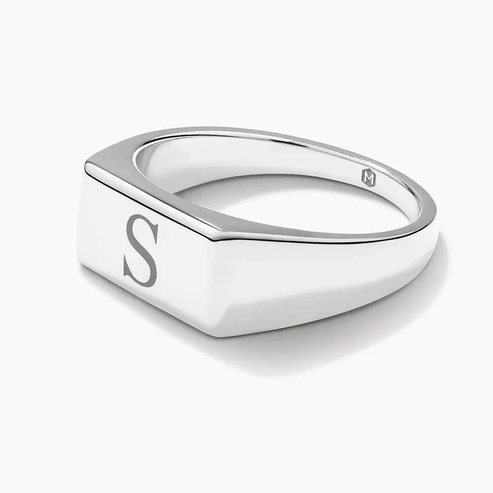 Engravable Rectangle Signet Pinky Ring in Silver