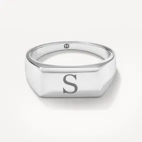 Engravable Rectangle Signet Pinky Ring in Silver