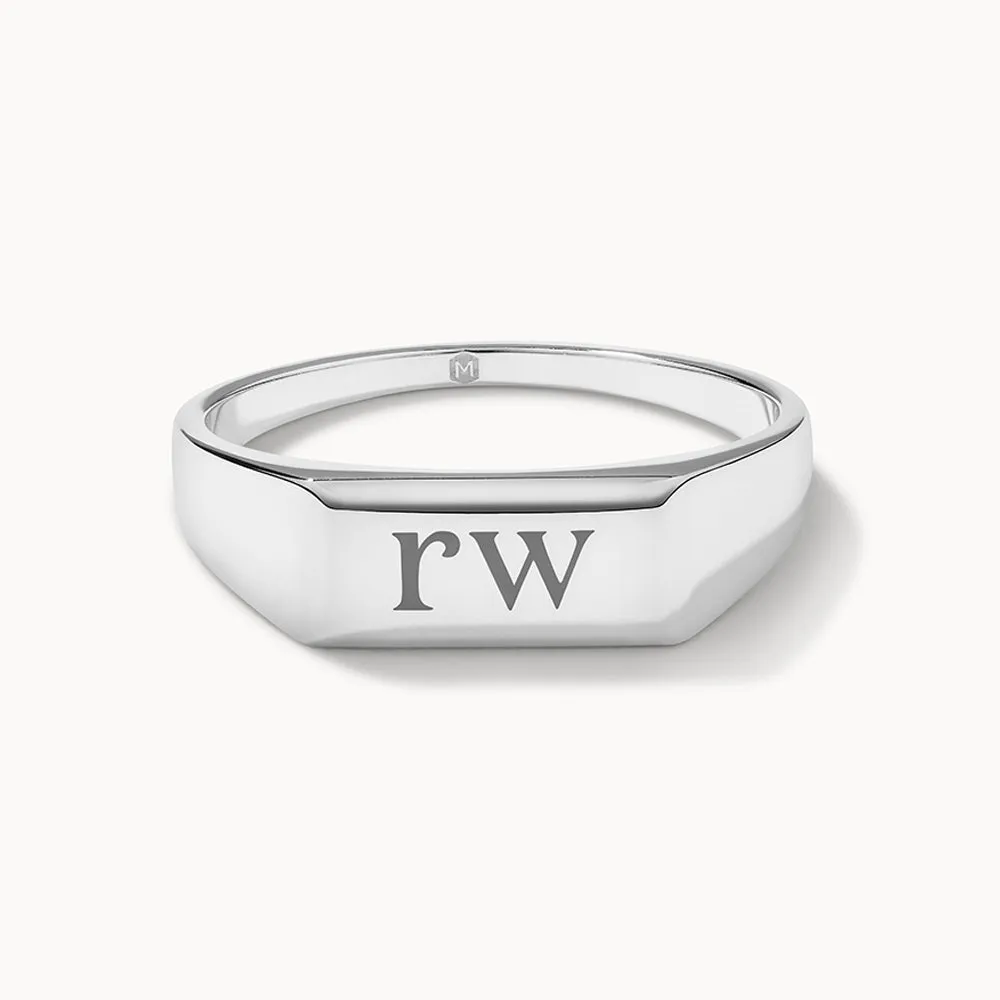 Engravable Rectangle Signet Pinky Ring in Silver