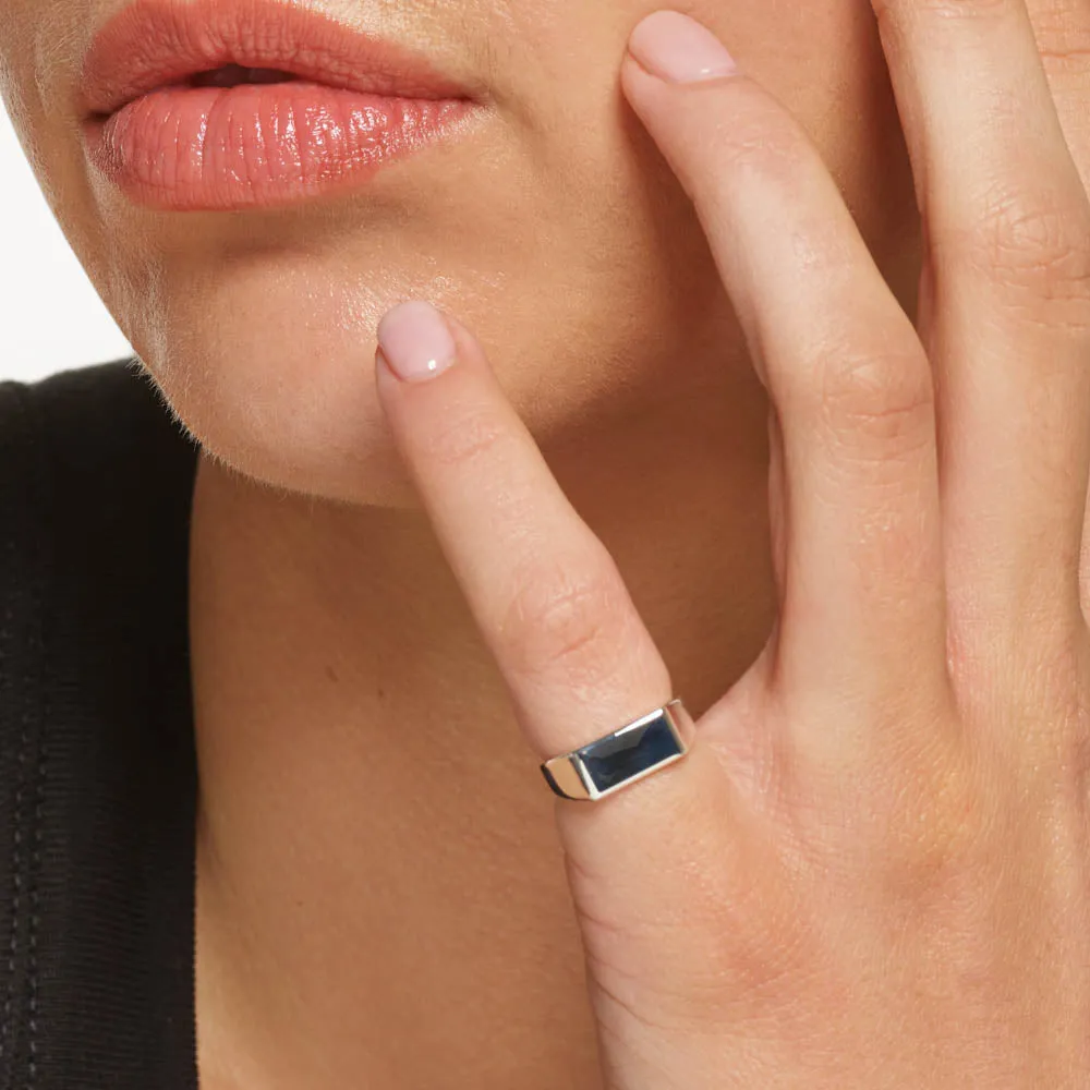 Engravable Rectangle Signet Pinky Ring in Silver